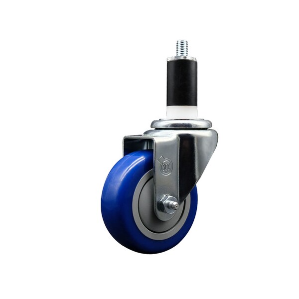Service Caster 3.5'' SS Blue Poly Wheel Swivel 1-3/8'' Expanding Stem Caster SCC-SSEX20S3514-PPUB-BLUE-138 - main